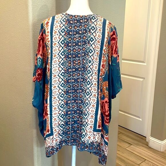 Angie Floral Shawl Boho Chic Style Paisley Kimono Size Médium - Picture 4 of 5